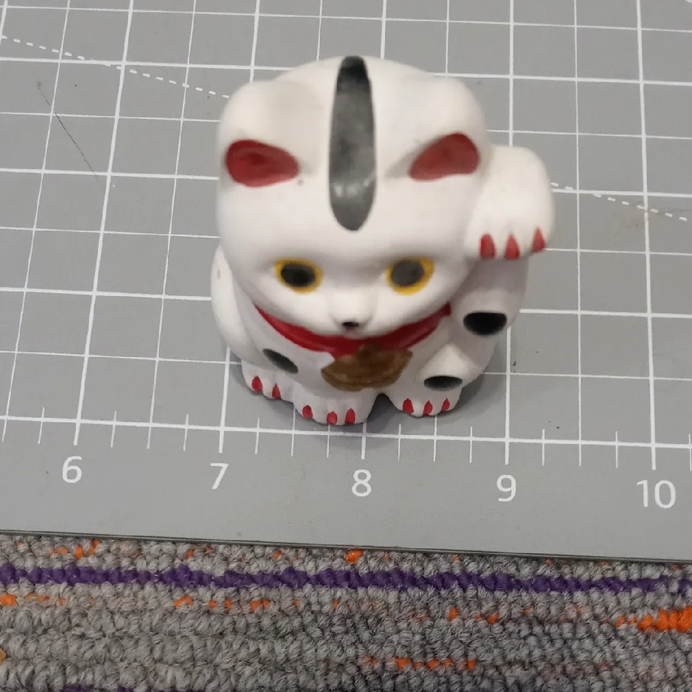 Lucky Cat Figurine - White and Red